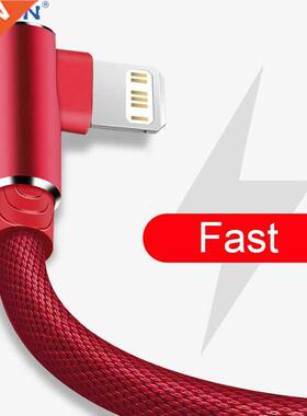 90 Degree Fast Charge USB Cable For iPhone 11 Pro X XS Max 6