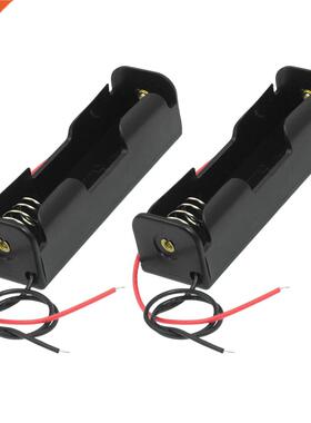 2 Pcs Black 18650 Flat Tip Batteries Battery Holder Case Wir