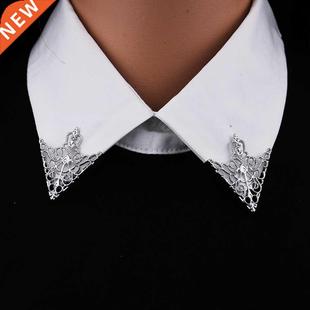 Women's Brooch Vintage Triangle Shirt Collar Pin Hollow Meta