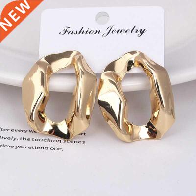 European Brand Square Stud Earrings For Women Exaggerated Ho