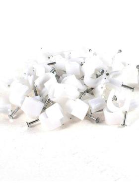 65 Pcs 10mm Diameter Electric Cable White Circle Nail Clips
