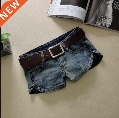 Women Spring Skinny Denim Shorts Stchy Low Waist Washed Mini