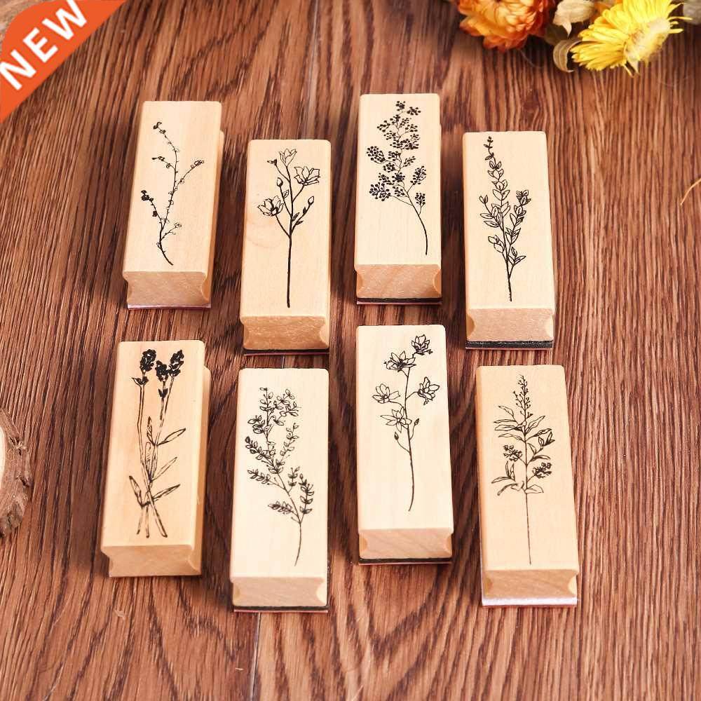 1PC Retro Grass Plants Stamps Rubber Wooden Standard Crafts