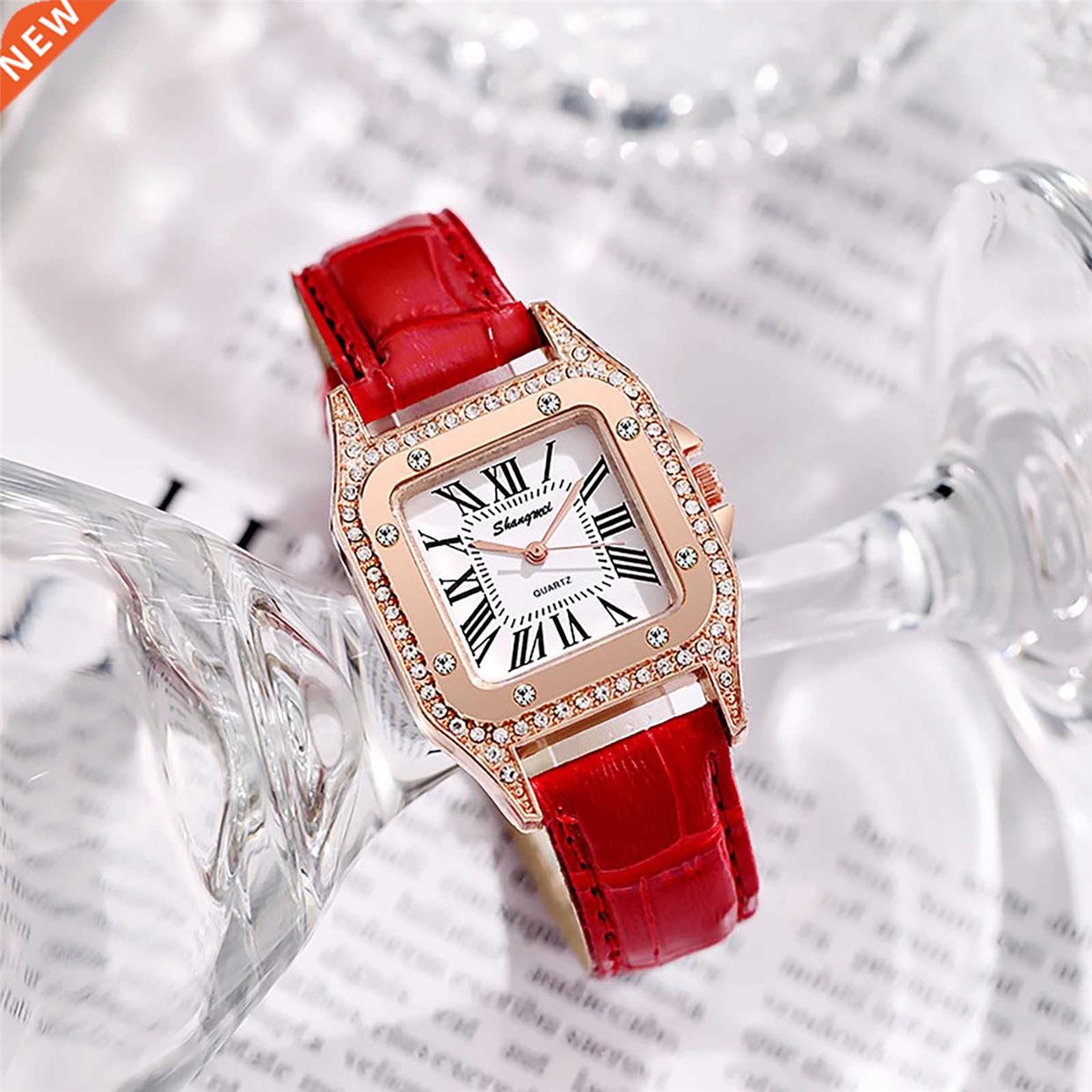 Women Diamond Watch Starry Square Dial Bracelet Watches Set