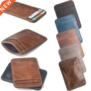 Wallet Brown Mini Leather Card Small Men Purse Genuine Coin