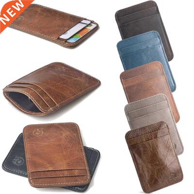 Genuine Leather Men Wallet Brown Coin Purse Small Mini Card