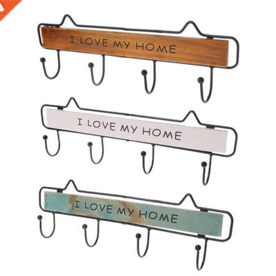 Wall Mounted Clothes Hanger 4 Hooks Hat Key Holder Laundry C