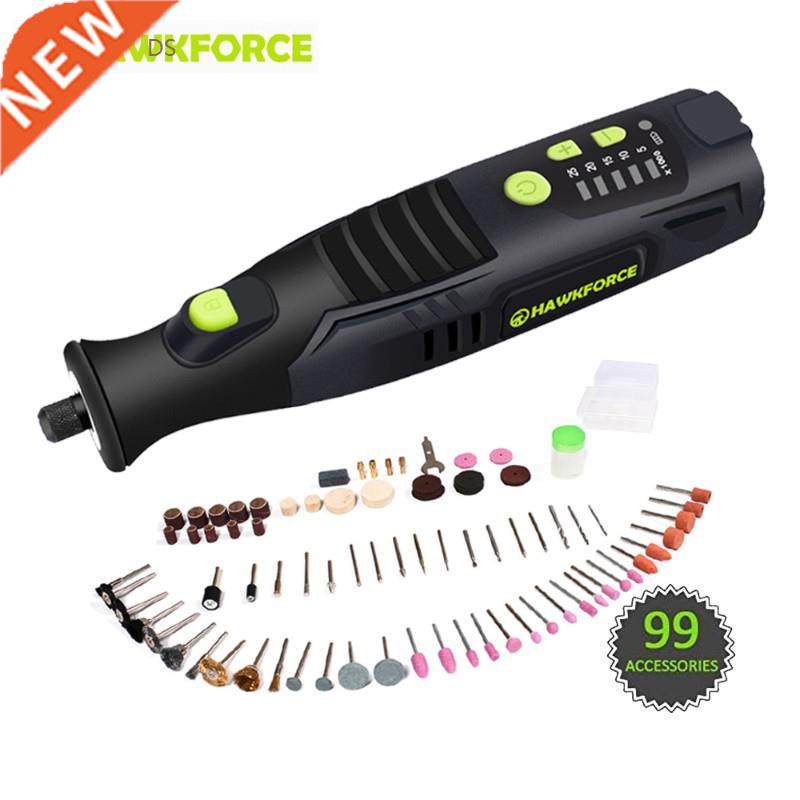 8V Li-ion Cordless Rotary Tool 5 Speed 4 LED Lights HAWKFORC