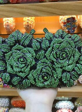 Women Pink/Red/Green/Purple Rhinestones Clutch Bag Women Cry