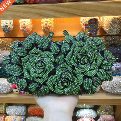 Women Pink/Red/Green/Purple Rhinestones Clutch Bag Women Cry