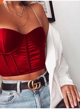 Chain Spagetti Strap Camisole Women Solid Color Vest Crop To
