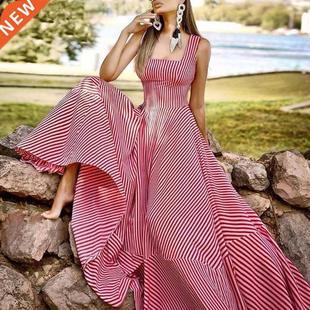 New Sve Tank gown party striped 2022 Summer Dress Women