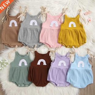 Romper Baby Arch Sleeveless Bri Ribbed Tie Newborn Girls