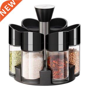 1 Set Rotating Cruet Condiment Seasoning Jars Set for Spices