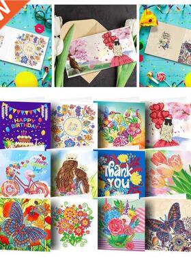 12 Pieces Diamond Painting Kit Creative Drill Greeting Cards