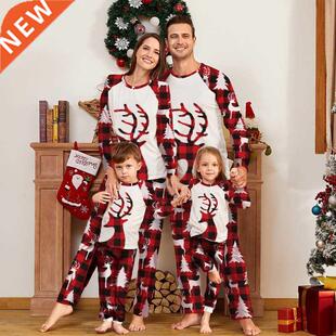 Xmas Family Matching Pajamas 2021 Christmas Elk Printed Fath