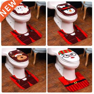 2PCS/Set Santa Claus Toilet Seat Cover Set Christmas Decorat