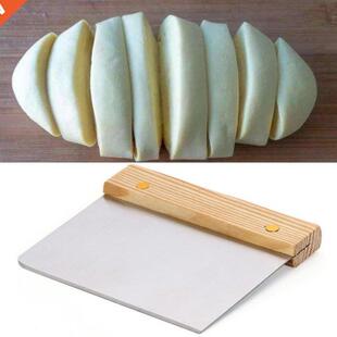 Dough Scraper Wooden Stanless Cake Pzza Handle Bread Steel