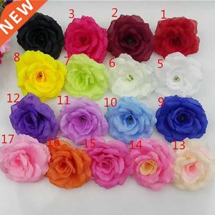white Artificial Heads 8CM DIY Flower Orange Silk 10PCS Rose