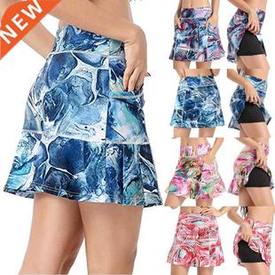 Layers Tie High Waist Print Skirt dye with Women Two Mini
