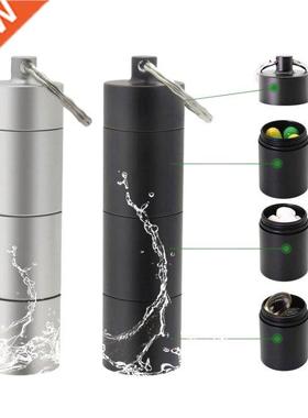 Pack of 2  Grids Pills Boxes Keychains Aluminum Alloy Backp