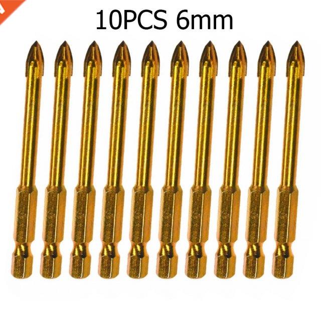 10Pcs 6mm Cross Hex Shank Tile Drill Bits Set Marble Glass C