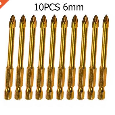 10Pcs 6mm Cross Hex Shank Tile Drill Bits Set Marble Glass C