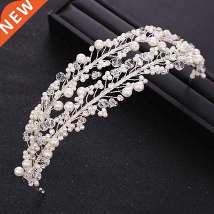 Crystal Bride Hair rendy Wedding Pearl Accessories Cro White