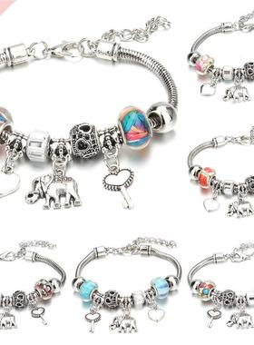 Antique Original Elephant Key Lock Shape 6 Colors Charm Brac