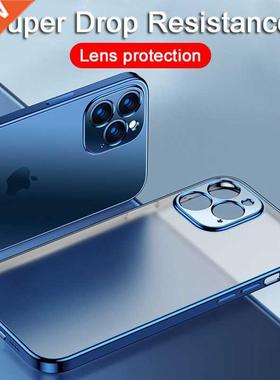 Luxury Plating Sque Frame Silicone Transpent Case on For