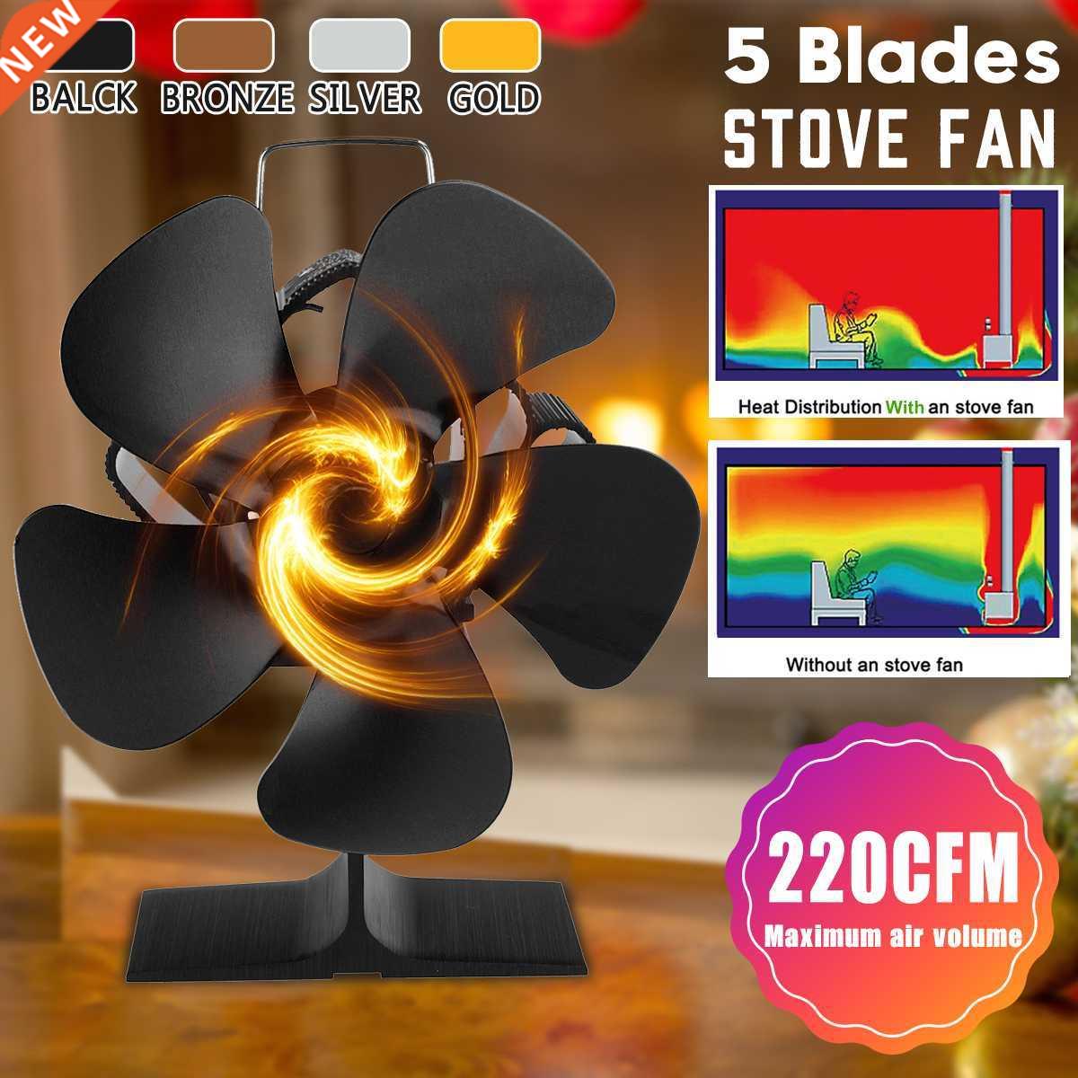 Black Fireplace Fna 5 Blades Heat Powered Stove Fan Log Wood