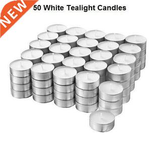 50pcs Candles White Unscented Smokeless Wax Tea Light 6g
