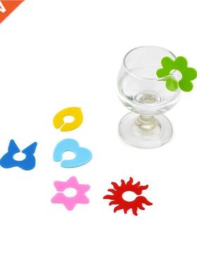6pcs Silicone Wine Glass Marker Colorful Petals Design Stic