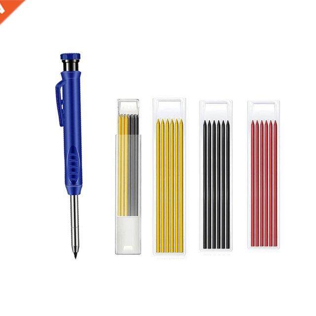 Solid Carpenter Pencil With 6Pcs Refill Leads Woodworking Ma