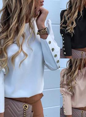 2021 Spring Loose Blouse Women Long Sleeve Tops Shirt Casual