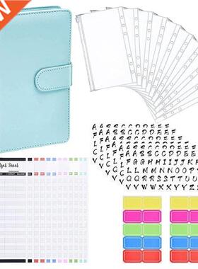 A6 PU Budget Binder Planner with 10Pcs Binder Pockets Loose