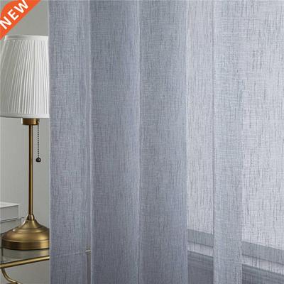 Topfinel Modern Soild White Sheer Curtains for Living Room B