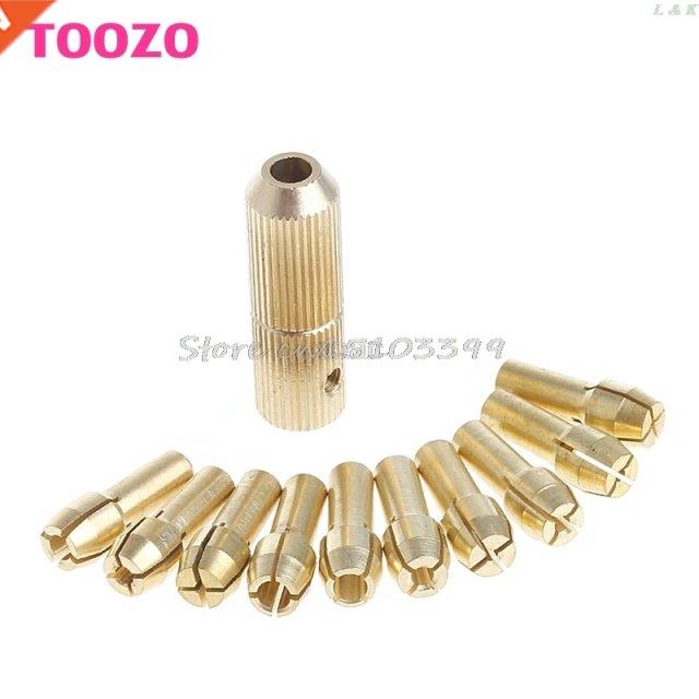 2MM+10Pcs 0.5-3.2mm Micro Twist Hand Drill Kit Chuck Electri