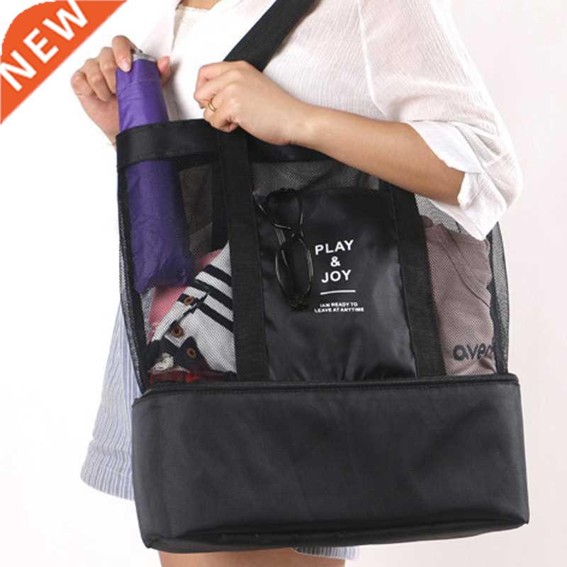 High Capacity Women Mesh Transparent Bag Double-layer Heat P