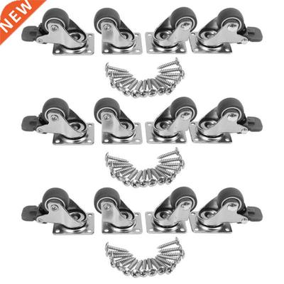 12 Pack 1 Inch Low Profile Casters Wheels Soft Rubber Swivel