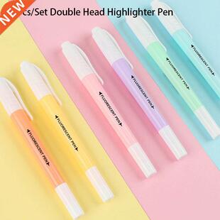 6Pcs/Set Double Head Fluorescent Highlighter Pen Markers Pas
