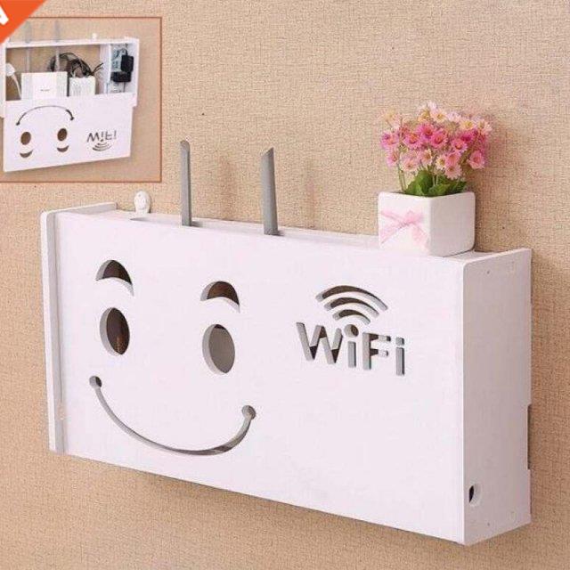Wireless Wifi Router Storage Box PVC panel Shelf Wall Hangin