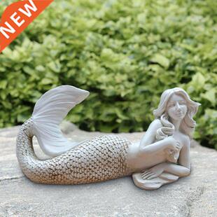 Resin Mermaid Sculpture Room Office Character Figurine Ornam