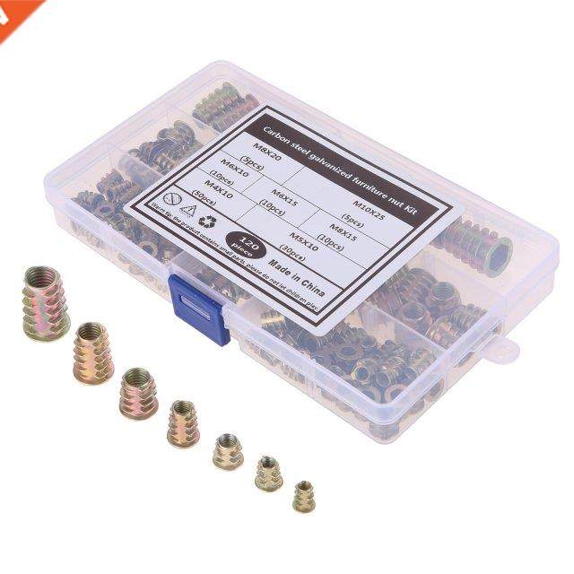 120 Pcs Assorted Hex Drive Head Screw In Insert Nuts M4 M5 M