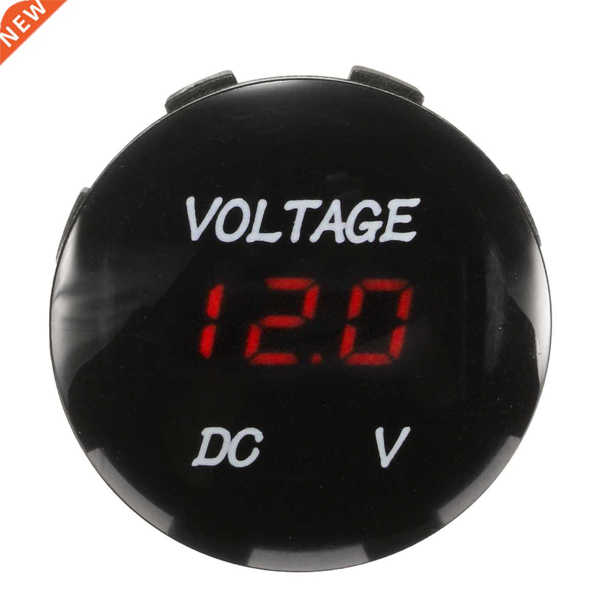 12V Motorcycle LED Display Voltmeter Meter Mini Round Panel