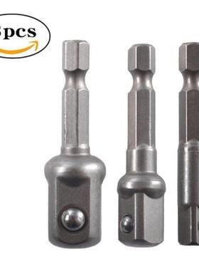 3 Pcs 1/4 3/8 1/2 Bit Drive Socket Adapter 360° Rotatabl