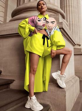 2 Pieces Women's Sets 2021 Spring utumn Crtoon Print Blous