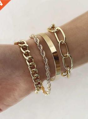 Boho Thick Gold Color Charm Bracelets Bangles 2022 New Fashi