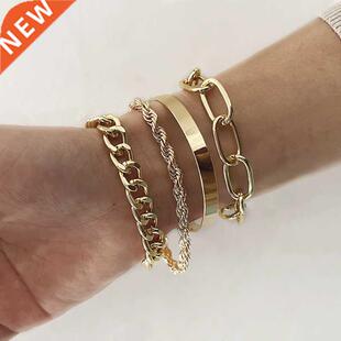 Boho Thick Gold Color Charm Bracelets Bangles 2022 New Fashi