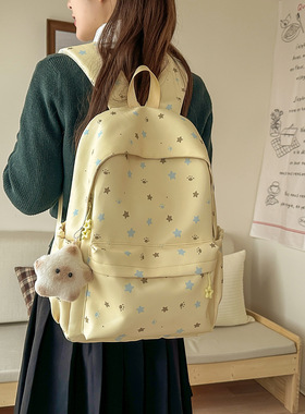 双肩包女韩版ins卡通可爱图案大容量学院风学生时尚百搭书包背包